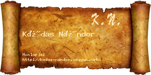 Kádas Nándor névjegykártya
